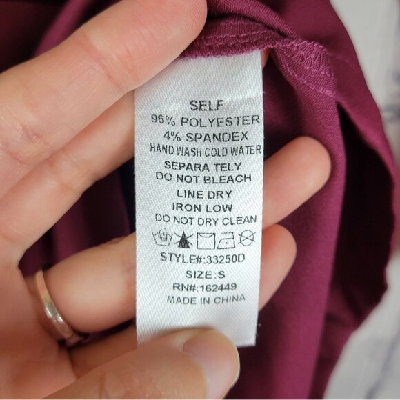 Milk & Honey burgundy red long sleeve belted wrap short blazer dress - Picture 8 of 10